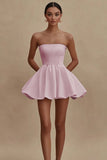 Robe blanche courte sans bretelles coupe A