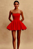 Robe blanche courte sans bretelles coupe A