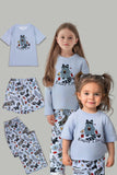 Pyjama familial assorti à manches courtes imprimé gris