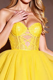 Corset jaune court Sweetheart Homecoming Dress avec appliques