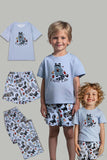 Pyjama familial assorti à manches courtes imprimé gris