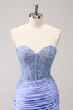 Fuchsia Sweetheart Corset Robe de cocktail avec perles