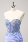 Fuchsia Sweetheart Corset Robe de cocktail avec perles
