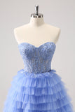 Sweetheart Lilas Robe de cocktail trapèze en tulle avec dentelle