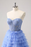 Sweetheart Lilas Robe de cocktail trapèze en tulle avec dentelle