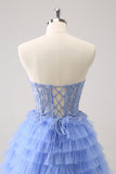 Sweetheart Lilas Robe de cocktail trapèze en tulle avec dentelle
