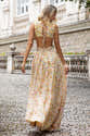Robe Femme 2025 - Jupe Évasée, Taille Pliée Avec Boucles, Col En V - Style Rétro, Taille Mince - Motif Fleurs Ou Uni - 6