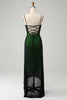 Charger l&#39;image dans la galerie, Noir Vert Spaghetti Bretelles Sirène Mousseline de soie Robe de demoiselle d’honneur