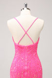 Robe de bal à col en V à paillettes dorées scintillantes avec franges