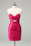 Robe courte moulante fuchsia Sweetheart Keyhole