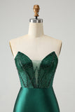 Robe de soirée court moulante corset de cocktail vert foncé