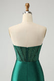 Robe de soirée court moulante corset de cocktail vert foncé