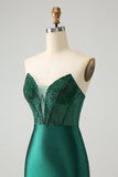 Robe de soirée court moulante corset de cocktail vert foncé