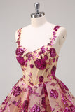 Bleu clair scintillant A ligne spaghetti bretelles Corset Longue robe de bal