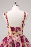 Robe longue de retour à la maison corset fuchsia fuchsia scintillante avec paillettes