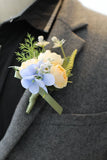 Corsage de poignet de bal bleu romantique pour fête de mariage