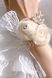 Champagne perle bal poignet corsage pour mariage