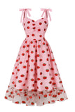 Robe vintage trapèze rose Pin Up avec imprimé fraise