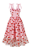 Robe vintage trapèze rose Pin Up avec imprimé fraise