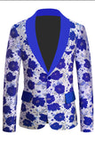 Blazer de bal en jacquard châle bleu royal pour hommes