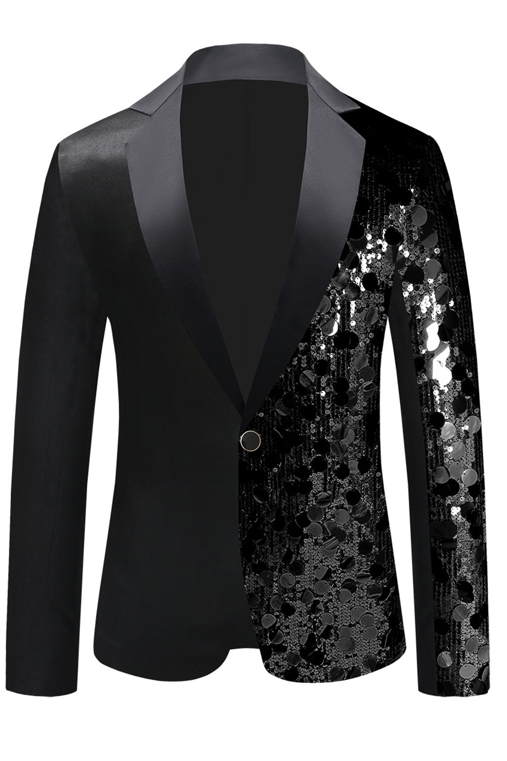 Blazer noir scintillant à paillettes crantées pour homme