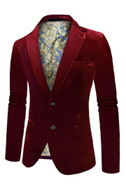 Blazer homme à simple boutonnage en velours bordeaux
