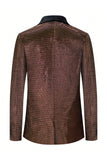 Blazer pour homme brun scintillant à un bouton à revers châle