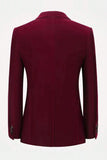 Blazer homme à simple boutonnage en velours bordeaux