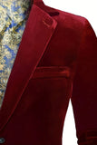 Blazer homme à simple boutonnage en velours bordeaux