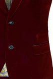 Blazer homme à simple boutonnage en velours bordeaux