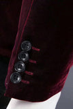 Blazer homme à simple boutonnage en velours bordeaux