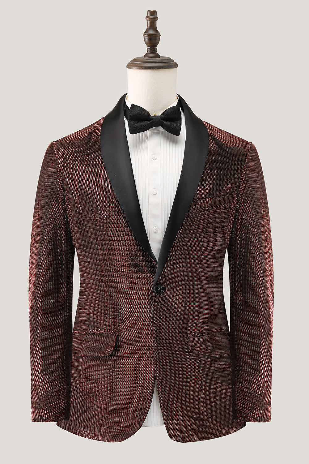 Zapaka Hommes Blazer Homme Châle Revers Marron Un Bouton Veste