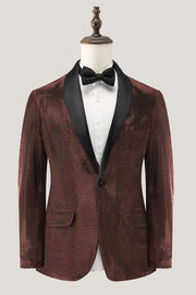 Blazer Homme Châle Revers Marron Un Bouton