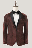 Blazer Homme Châle Revers Marron Un Bouton