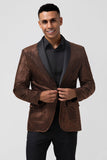 Blazer de bal homme marron à revers châle un bouton