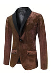 Blazer de bal homme marron à revers châle un bouton