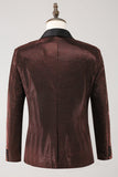 Blazer Homme Châle Revers Marron Un Bouton