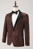 Blazer Homme Châle Revers Marron Un Bouton