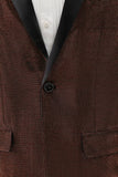 Blazer Homme Châle Revers Marron Un Bouton