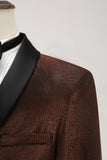 Blazer Homme Châle Revers Marron Un Bouton