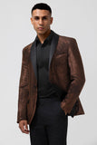 Blazer de bal homme marron à revers châle un bouton