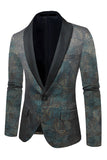 Blazer de bal pour homme en jacquard bleu foncé à revers