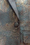 Blazer de bal pour homme en jacquard bleu foncé à revers