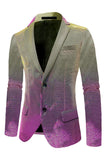 Blazer de bal pour homme à revers crantés jaune violet