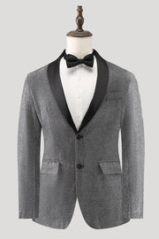 Blazer de bal pour homme gris à revers châle simple boutonnage