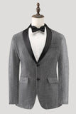 Blazer de bal pour homme gris à revers châle simple boutonnage