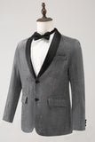 Blazer de bal pour homme gris à revers châle simple boutonnage