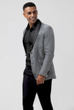 Blazer de bal pour homme gris scintillant à revers slim fit