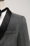 Blazer de bal pour homme gris à revers châle simple boutonnage