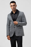 Blazer de bal pour homme gris scintillant à revers slim fit